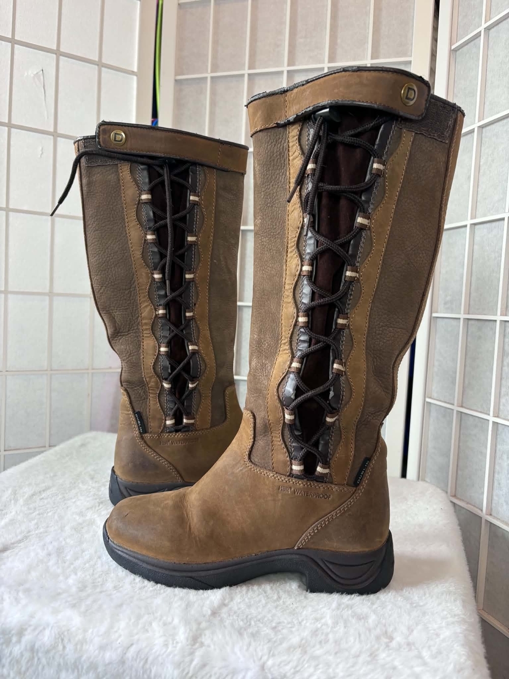 Women’s Brown Lace-Up Tall Boots - Waterproof Style